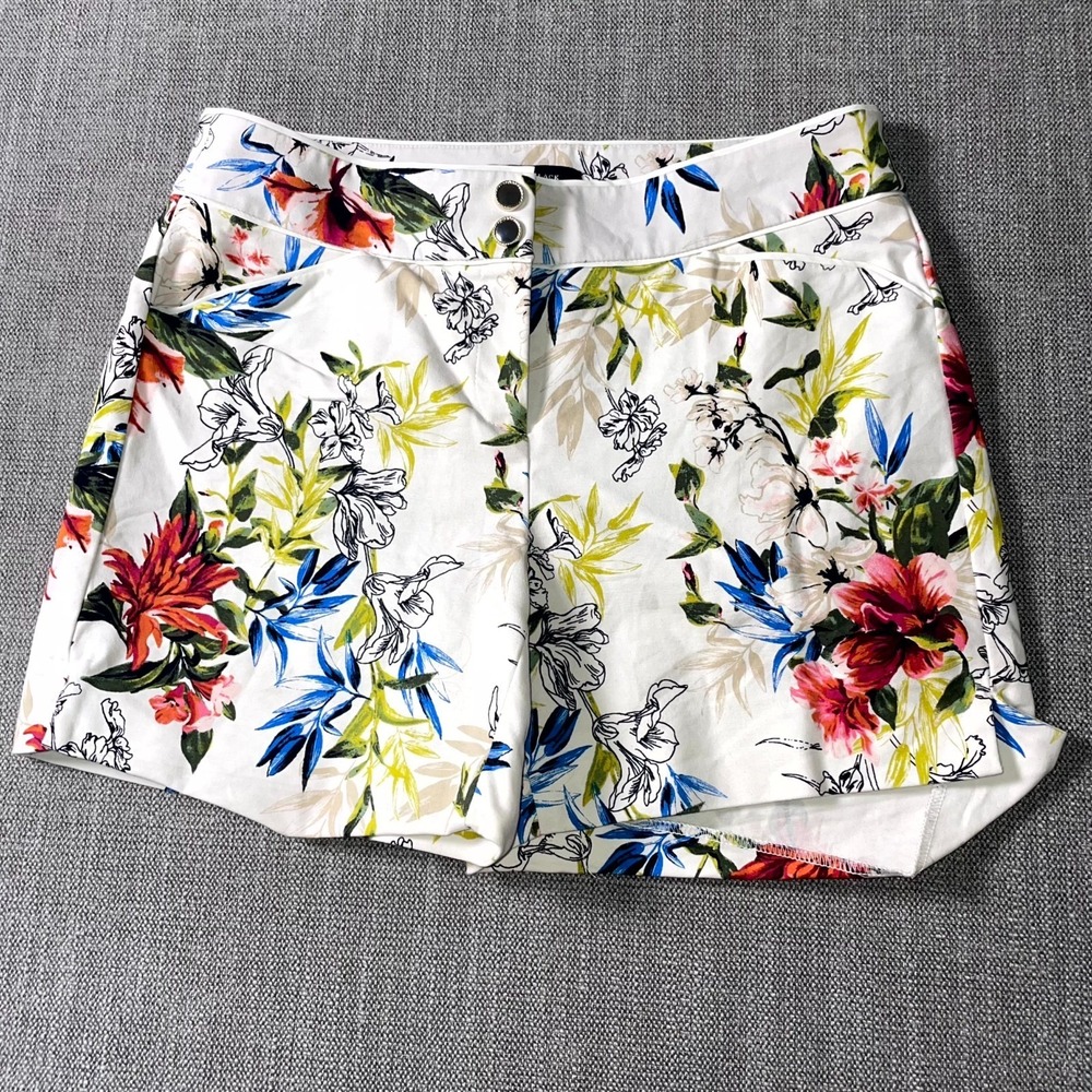 White‎ House Black Market Shorts Womens 2 Multi Floral Cotton Tropical